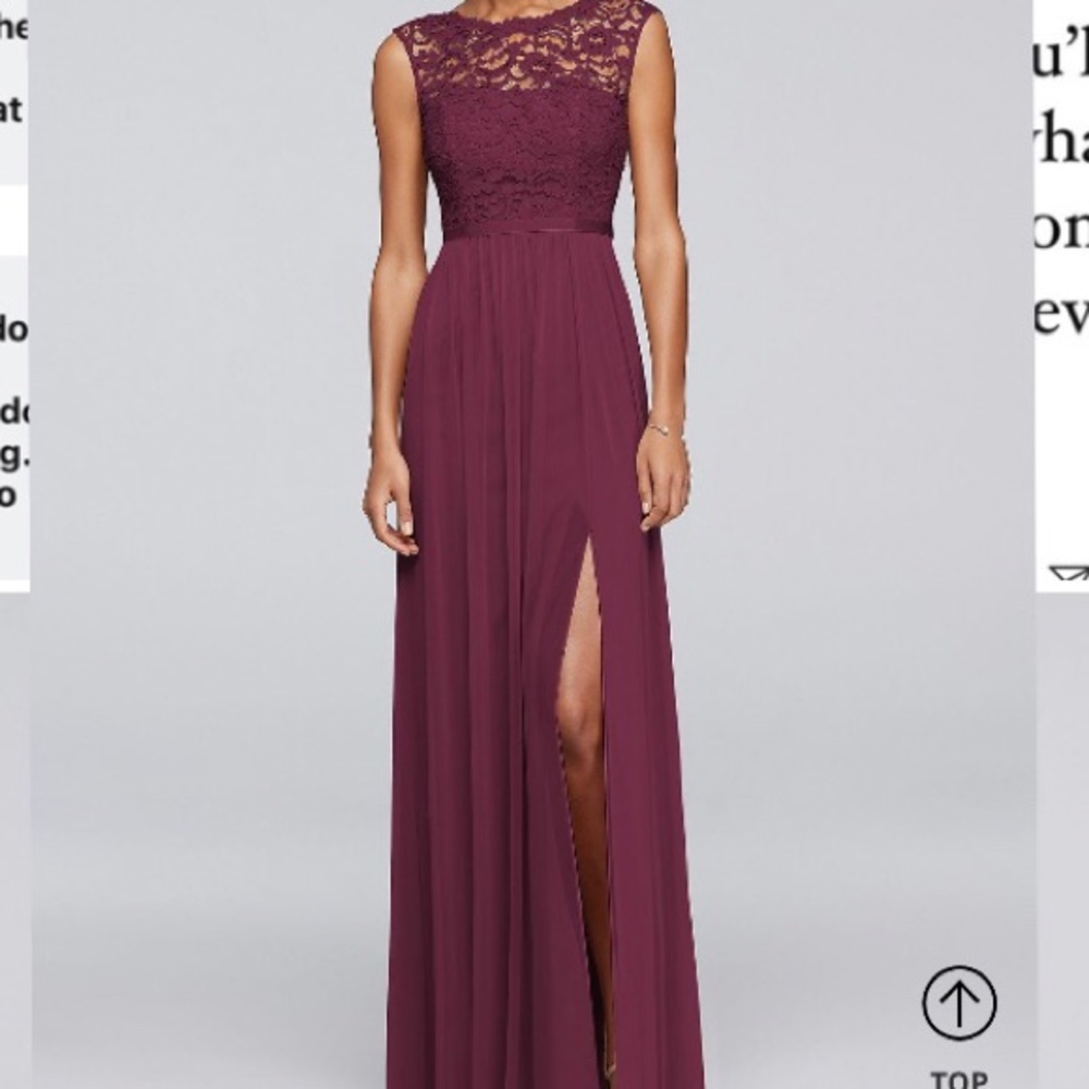 Long Bridesmaid Dress with Lace Bodice size 14